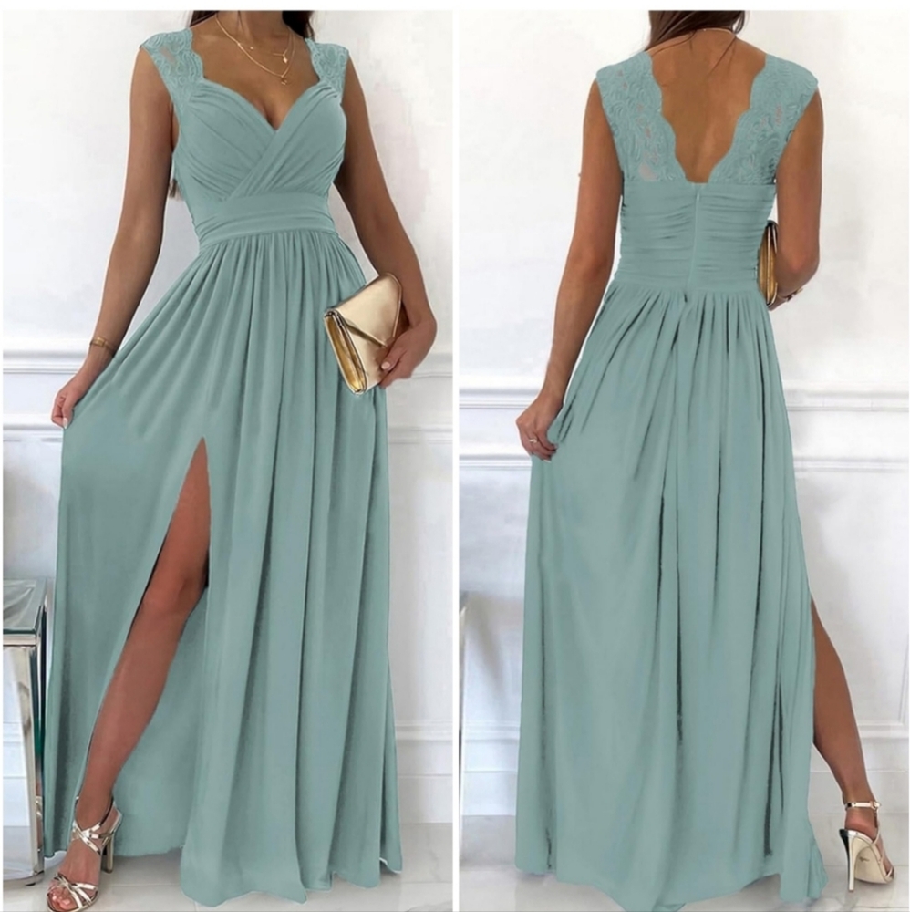 Dokotoo Elegant Green Sleeveless Maxi Dress